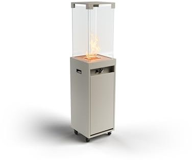 Planika - Faro + Cover - Chimenea de Jardín de Exterior de Terraza Chimenea de Balcón Chimenea de Gas - hasta 8 kW - Alimentado por GLP - Rodillos Incorporados - Autonomía 55 hrs