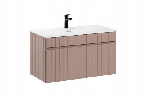 Muebles Slavic Mobile da bagno sospeso con cassetto per lavabo, colore rosa, 80 cm, mobile da bagno moderno