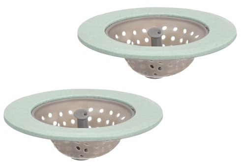 sourcing map Silicone Kitchen Sink Strainer, 2Pcs Sink Drain Strainer Sink Drain Stopper with Large Wide Rim 4.3 Diameter, Green
