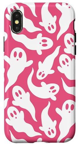 iPhone X/XS Hot Pink Ghost Pattern Cute Ghosts Viral Halloween Trend Case