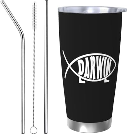 FJQWKLF Darwin Fish Kaffeetasse, 590 ml, Autotasse, Edelstahl, vakuumisoliert, doppelwandig, Reisebecher