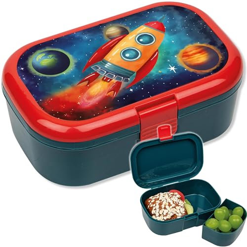 Lutz Mauder Lunchbox * RAKETE 2 * für Kinder | 10597 | Perfekt für die Baustelle & kleine Bauarbeiter | BPA frei, spülmaschinengeeignet | Vesperdose Brotdose Brotzeit Schule Grundschule Einschulung