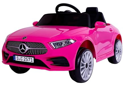 FINOOS Voiture Électrique Enfant Mercedes CLS350 12V, Véhicule Électrique, Télécommande de Voiture Électrique / 2+1 Vitesses/Klaxon/LED/Musique/USB, pour Garçons, Filles (Rose)