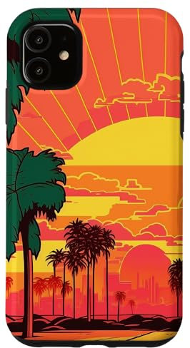 Hülle für iPhone 11 Los Angeles Palms Sunshine Comic Style Grafik