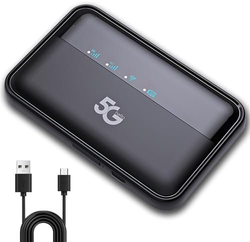 Bewinner 5G Modem WLAN Router, Tragbarer 5G WiFi6 Mobil Hotspot mit SIM Steckplatz, Unterstützt 16 Geräte / 10000 MAh Lange Standby-Zeit, Tragbare WLAN Geräte 5G Modem für Reisen
