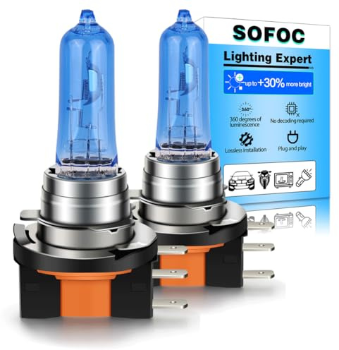 SOFOC H15 Bombilla 12V 715 Faro Luz Diurna 55W/15W 64176 PGJ23t-1 Blanco DRL Cerca/Lejos 3 Puntas Plug & Play 2pcs