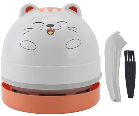 Mumusuki Mini Desktop Vacuum Cleaner AA Battery Powered,Handheld Portable Cordless Vacuum Cleaner, Ideal for Desk, Home, Car (Cat)