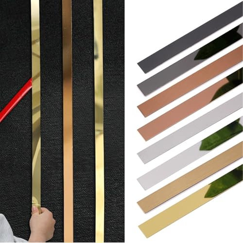 LKYJD Selbstklebende Wandleiste, 10 Meter, 201 Edelstahl, metallisierte Oberfläche, dekorative Metallleiste for Tür, Wand, Spiegel, Möbel, Kleiderschrank(Mirror Black,6mm)