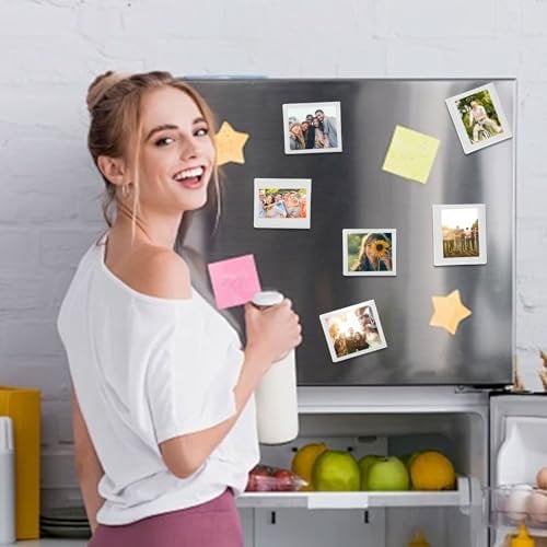 Sutowe 10Pcs Magnetic Picture Frames Nail-free Magnetic Photo Pockets 4.5x4inch Fridge Photo Holder Poster Frame for Fridge Door(white)