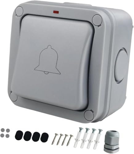 Sistema de timbre con botón pulsador IP66, impermeable, para pared, garaje, puerta, control de acceso para el hogar, el almacén al aire libre (Be32m)