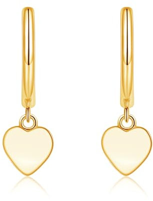 Glintara Creolen Silber Ohrringe Hängend, 925 Sterling Silber Ohrringe mit Herz Anhänger, Klassisch Herz Ohrhänger für Damen, Knorpel Schlafen Hängeohrringe, Hypoallergen Ohrschmuck für Valentinstag