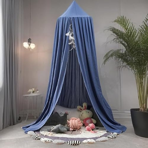 Ginkago Baldachin Kinderzimmer Baby Betthimmel Riesig Betthimmel Kinder Himmelbett Vorhänge Prinzessin Baldachin für Spiel Lesen Schlafzimmer Ankleidezimmer (Saphirblau)