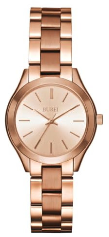 BUREI Uhr Damen Rosegold Minimalistische Analog Quartz Armbanduhr Damen Klassische Edelstahl Damenuhr Geschenke für Frauen
