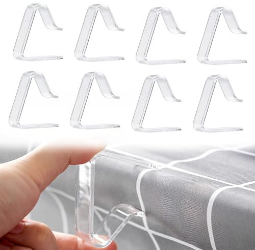 hioseyre 8Pcs Tablecloth Clips, Table Cloth Cover Clamps, Plastic Table Cloth Clips Transparent for Family Gatherings Parties Picnics Restaurants Weddings Buffets Dinners Indoor Outdoor Camping