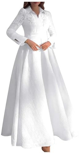 PAIDAXING Formal Dresses for Women UK Vintage Embroidery Lace Patchwork Maxi Evening Prom Dress Long Sleeve Stand Collar Ball Gown