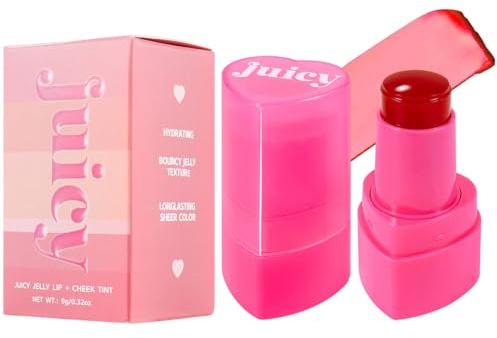 FYEBOO Cooling Water Jelly Tint Blush, Multi-Use Juicy Lip + Cheek Tint, Hydrating & Bouncy Jelly Texture, Long-lasting Sheer Color, 0.32 oz (# 01, 0.32 oz)