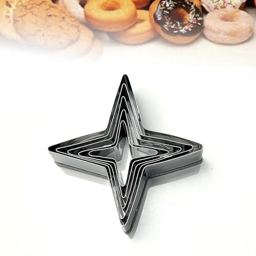 Okaywork Lot de 5 Emporte-Pièces, Moules à Biscuits, Emporte Piece en Acier, Mini Emporte-Pièces en Forme pour Enfants, 8cm, 7cm, 5.8cm, 4.5cm, 3.5cm. (Étoile)
