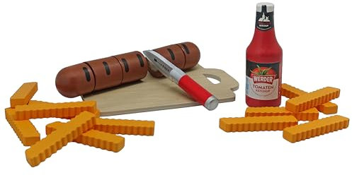 Tanner - Der kleine Kaufmann DEKO - Bratwurst mit Pommes und Ketchup (Abmessung 30 x 20 x 5 cm, Material Holz) 0621.6