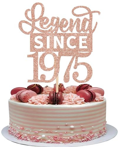 1 Stück 50th Cake Topper Glitzer Legend Since 1975 Tortendeko Alles Gute zum Geburtstag 50 Kuchen Deko für Prost auf 50th Geburtstag Jahrestag Party Kuchen Dekorationen Rosegold