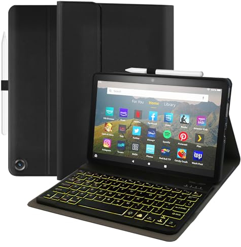 Keyboard Case for Amazon Fire Max 11 11.0-inch 2023(13th Generation), 7 Color Backlit Detachable Rechargeable Keyboard with Pen Holder and USB-C Cable for Tablet Cover (Black)