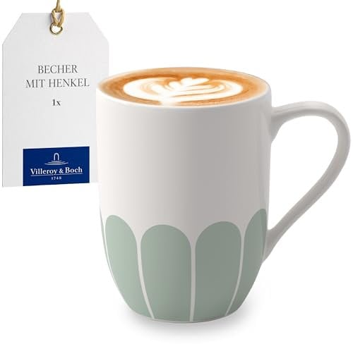 Villeroy & Boch - Fleur vert tazza con manico verde, lavabile in lavastoviglie, utilizzabile in microonde, tazza da caffè o bevande calde, tazza da tè, tazza con manico, Porcellana Premium