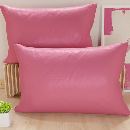PETTI Artigiani Italiani - Coppia di Federe Cuscino 50x70 cm in Microfibra, Cuscini Arredo Camera da Letto, Divano, Set 2 Fodere Copricuscino, Federa Tinta Unita Fucsia, 100% Made in Italy