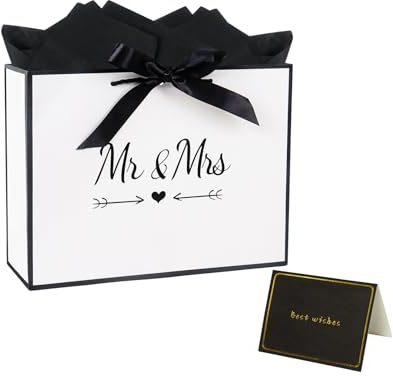 11” Mr & Mrs Gift Bag Wedding Gift Bag with Tissue Paper