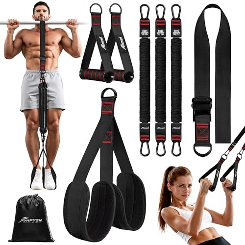 HPYGN Pull Up Assistance Bands, Heavy Resistance Bands with Handles, Exercise Bands for Pull Up Bar, Adjustable Weight/Size, Resistance Bands Set Men for Strength Training, Home Gym Equipment