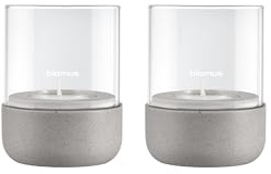blomus Windlicht Set 2 Stück -Calma- | Farbe Satellite | Größe XS | Aus Polyresin und Glas; Für stimmungsvolles Kerzenlicht; Ø 7 x H 9,5 cm