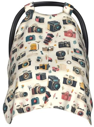 Autositzbezug für Babys, weicher Retro-Kamera-Druck, Stillbezug, atmungsaktiv, bequem, Kinderwagen-Decke, Autositz, Baldachin, Zubehör für Babys