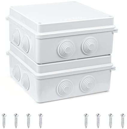2 Stk Abzweigdose Aufputz Verteilerdose Aufputz, Verteilerdose Außen Wasserdicht IP65, Abzweigkasten Verteilerkasten Außen Wasserdicht, Elektrische Box Elektro Projekt Gehäuse(Weiß,150 x 150 x 70mm)