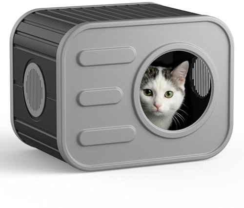 ONBRILL Outdoor Cat House Weatherproof with Dual Ventilation Windows, Spacious Durable PP Material Cat House for Outdoor Indoor Use, Easy to Assemble and Clean, Black