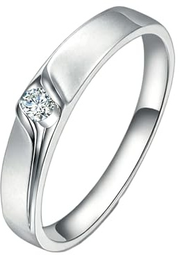 Homxi Herren Eheringe 950 Platin, Rund mit Diamant 0,06 Karat, Silber Herren Ringe Eheringe und Verlobungsringe, Größe 65 (20.7)