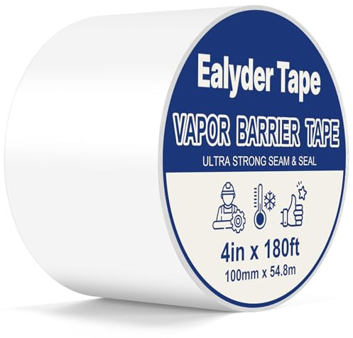 Vapor Barrier Tape 100mm x 54.8m White Polyethylene Heavy Duty Waterproof | Heavy duty polyethylene tape for crawl spaces & moisture barriers. Waterproof sealing for repair, insulation & underlayment