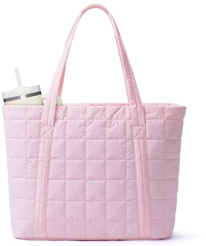 Narwey Tote Bags for Women, Ladies Handbags & Shoulder Bags, School Work Laptop Bags for Women, Quilted Puffer Teacher Hand Bag for College Shopping Travel Gym Beach