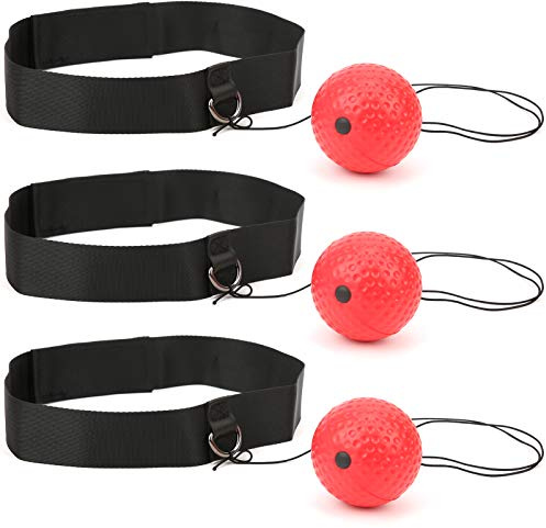 Jelquix 3-teiliges, Am Kopf Montiertes Boxball-Trainingsset für die Hand-Auge-Koordination, Bounce Response Red Webbing Boxing Fitness Ball Kit für Anfänger, Kämpfer, MMA