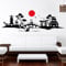 Wandtattoo-Loft Das ORIGINAL Skyline „Japan“ - Wandtattoo Fernost / 49 Farben / 3 Größen/ 2farbig – Sonnensymbol ist Immer rot, Bitte wählen Sie die Farbe für das Hauptmotiv! / schwarz / 55 x 161 cm