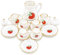 Odoria Miniature 1/12 Service a Thé en Porcelaine Accessoire Maison de Poupée, Fraise