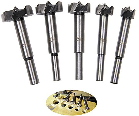Forstner Drill Bits - Malayas 5pcs 15-35mm Carbide Steel Woodworking Hinge Boring Hole Saw Drill Bit Set for Wood Plastic Plywood