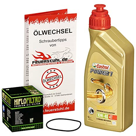 Ölwechselset passend für Yamaha MT 125, Bj. 14-15 (Typ RE11); Castrol Power1 10W-40 Motor-Öl + HiFlo Ölfilter
