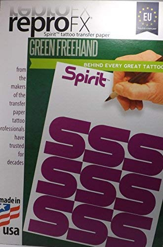 10 Stück TATTOO Matritzenpapier EU Spirit Green - Sheet Freehand - INKgrafiX® Deutschland - PROFI STUDIO IG04802 Stempel Papier Abdruck Matritzen Freihand