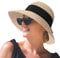 Comhats Sombrero de Verano de Paja con sombrilla para Mujer Sombrero de Sol Suelto de Playa de ala Ancha Beigemix L