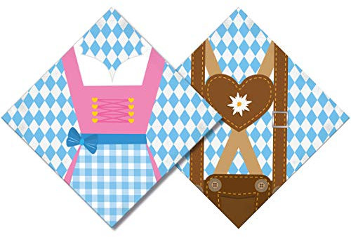 NET TOYS 20 Oktoberfest Servietten | 33 x 33 cm | Außergewöhnliche Party-Deko Papierservietten Bayern | Ideal für Biergarten & Volksfest