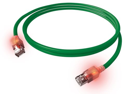 EasyLan DualBoot LED Patchkabel RJ45 S/FTP Kat.6A (Class EA), mit saCon Stecker, LSOH, grün, 7,5 m