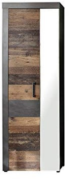 Newfurn Garderobenschrank Mehrzweckschrank Industrial Garderobe Schuhschrank Flurschrank Schrank II 65x192x 34 cm (BxHxT) II [Damian.Nine] in Old Wood/Graphit Grau Matera Flur Diele