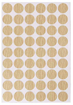 sourcing map 1 Blatt (54St) Schraubenloch Aufkleber Selbstklebend für Möbel PC-132 21mm Dmr Eiche