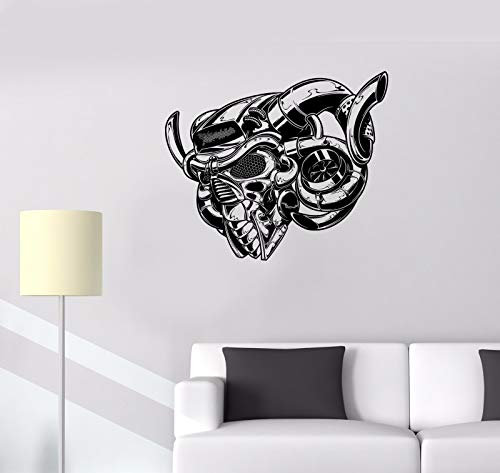 myrockshirt Wandtattoo Aufkleber Cyborg-Roboter-Monster-Masken-Schädel Fiction Cyber-Vinyl für alle glatten Flächen UV&Wasc