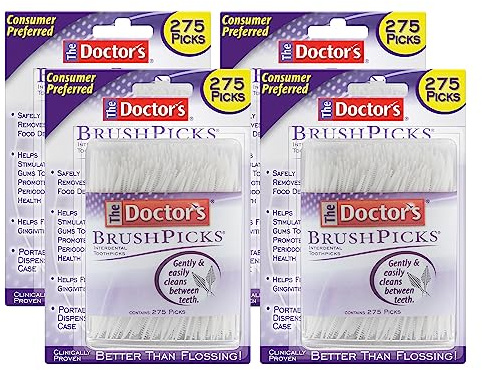 The Doctor's BrushPicks Interdental Toothpicks, 1,100 Picks, 4 Pack of 275 Picks