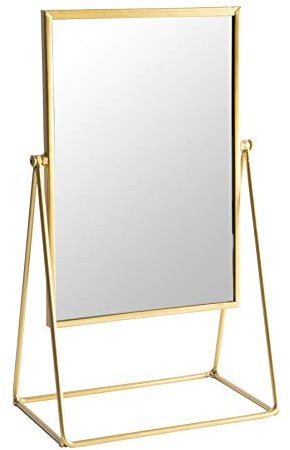 Harbour Housewares Dressing Table Vanity Mirror - Free Standing Tabletop Makeup Cosmetic Mirror - 22cm - Gold