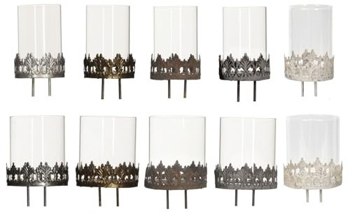 NETPROSHOP Kerzen- und Teelichthalter für Kränze mit Glasaufsatz zum Stecken Auswahl, Farbe:Gold, Auswahl:7 cm